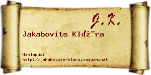 Jakabovits Klára névjegykártya